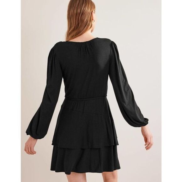 Boden nwt long sleeve black Tiered Mini Jersey Dress size 2 - Picture 3 of 12